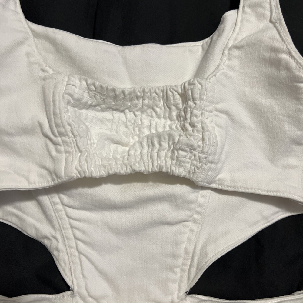 Zara White Denim Cutout Dress Medium Party Graduate  Casual - Picture 3 of 6